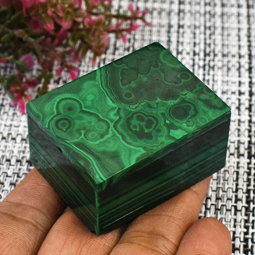 gemsmore:Genuine Malachite Hand Carved Genuine Crystal Gemstone Carving Box
