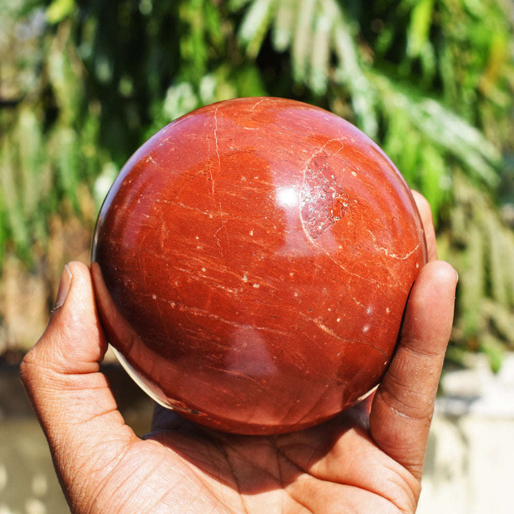 gemsmore:Genuine Massive Size Red Jasper Carved Reiki Crystal Healing Sphere