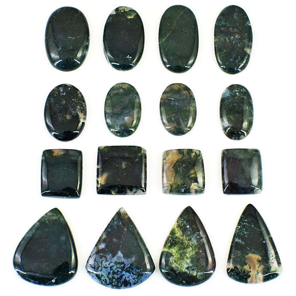 gemsmore:Genuine Moss Agate Untreated Gemstone Cabochon Lot