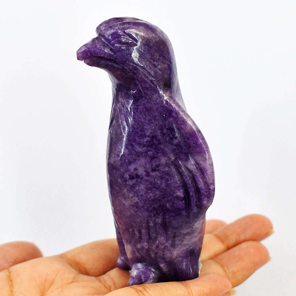 gemsmore:Genuine Natural  Amazing Lepidolite  Hand Carved Penguin.