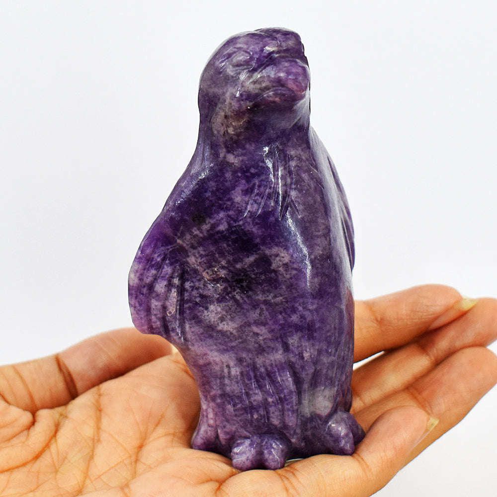 gemsmore:Genuine Natural  Amazing Lepidolite  Hand Carved Penguin.