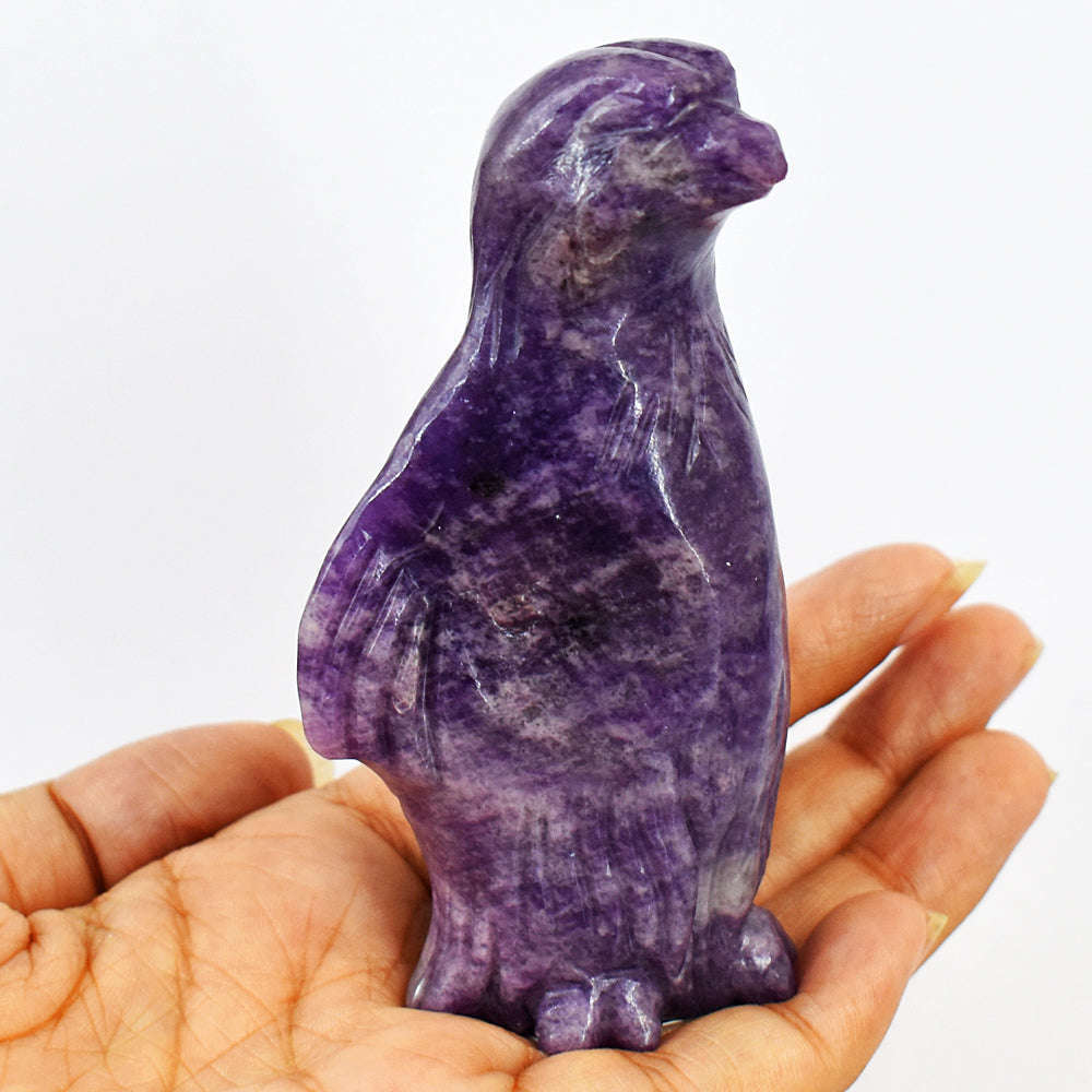gemsmore:Genuine Natural  Amazing Lepidolite  Hand Carved Penguin.
