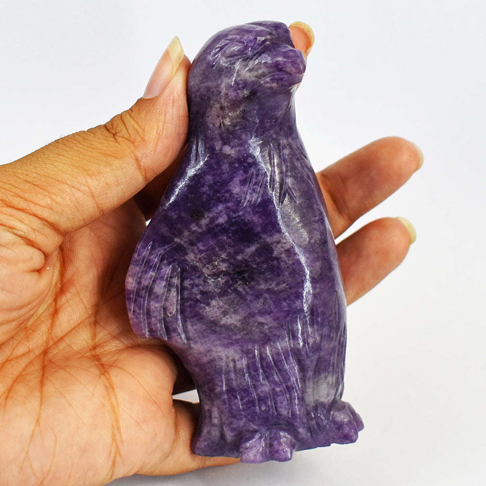 gemsmore:Genuine Natural  Amazing Lepidolite  Hand Carved Penguin.
