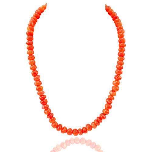 gemsmore:Genuine Orange Carnelian Beads Necklace