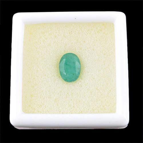gemsmore:Genuine Oval Faceted Green Emerald Gemstone