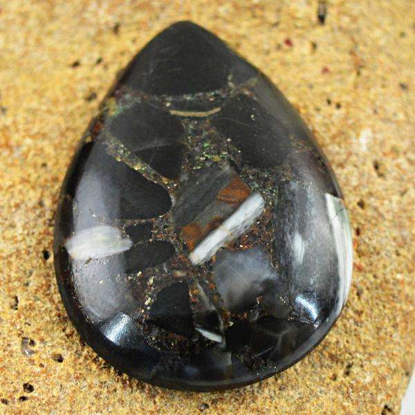 gemsmore:Genuine Pear Shape Conglomerate Jasper Untreated Loose Gemstone