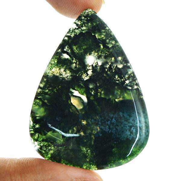 gemsmore:Genuine Pear Shape Green Moss Agate Untreated Loose Gemstone