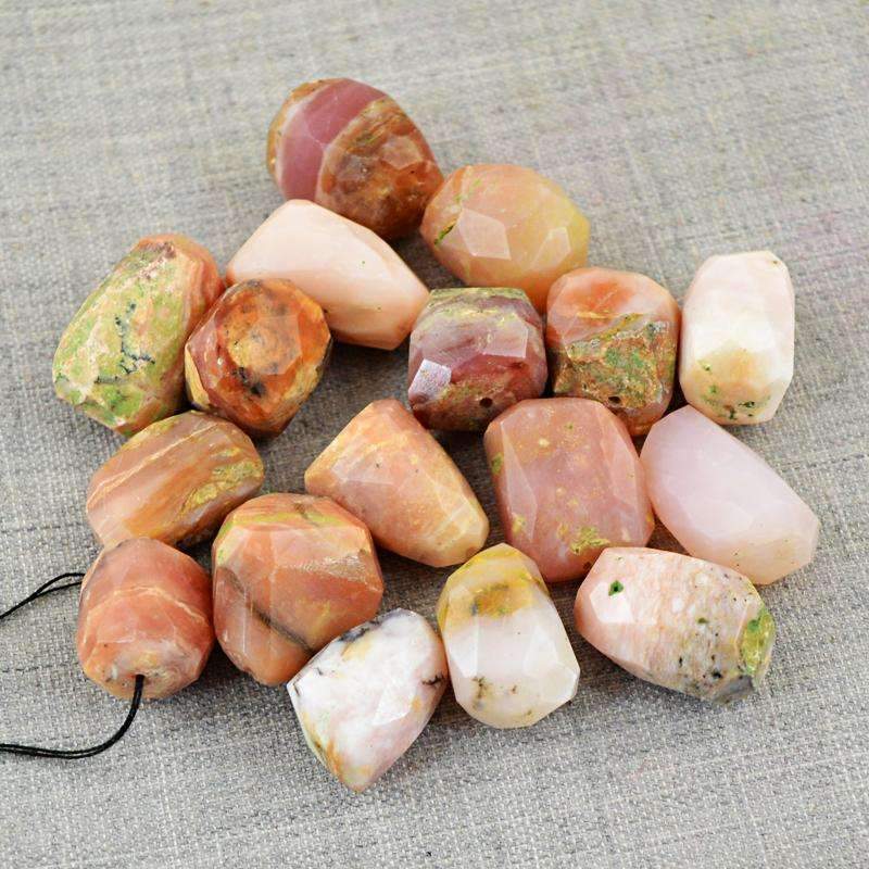 gemsmore:Genuine Pink Australian Opal Drilled Beads Lot Natural Faceted
