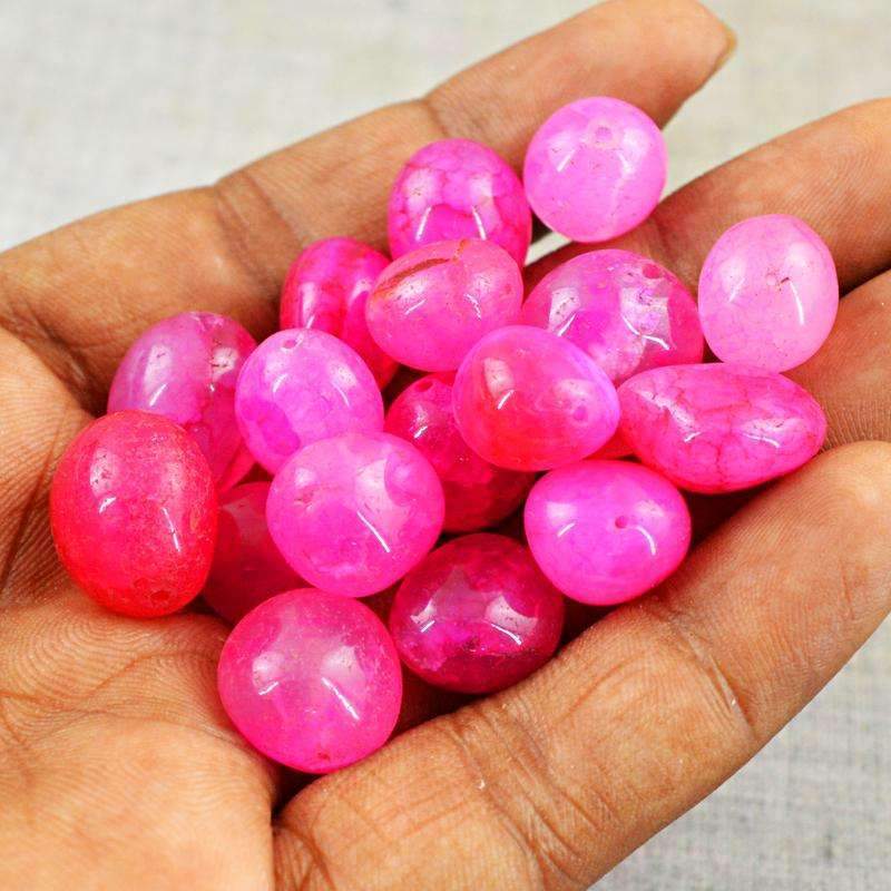 gemsmore:Genuine Pink Onyx Beads Lot - Natural Drilled