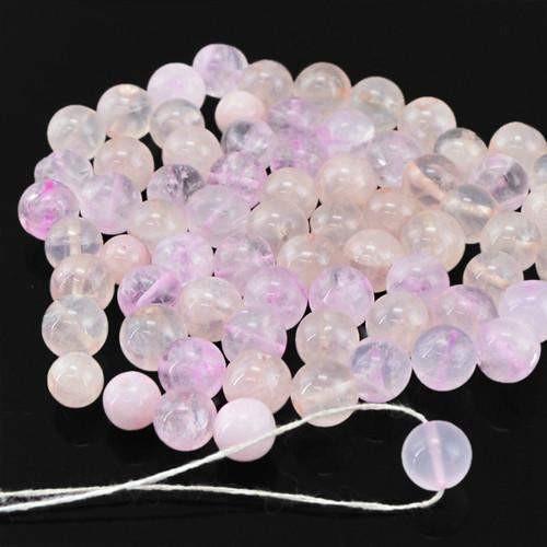 gemsmore:Genuine Pink Rose Quartz Drilled Beads Lot