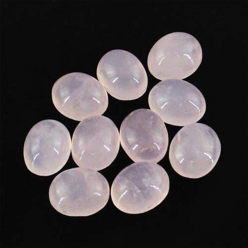 gemsmore:Genuine Pink Rose Quartz Oval Shaped Gemstone Lot