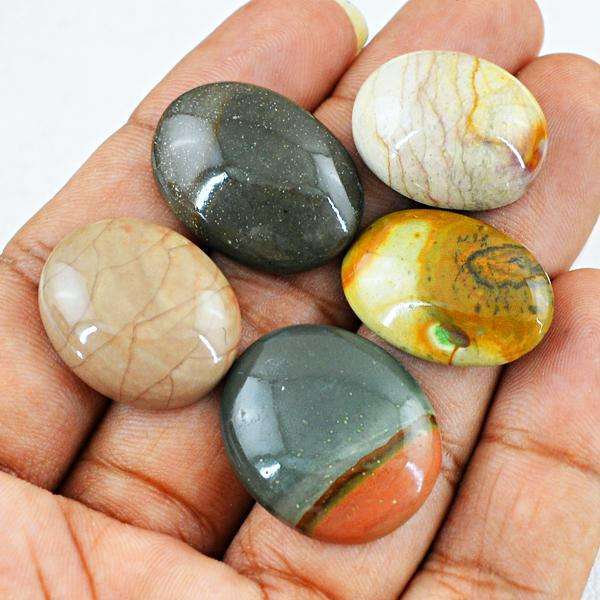 gemsmore:Genuine Polygram Jasper Oval Shape Loose Gemstone Lot