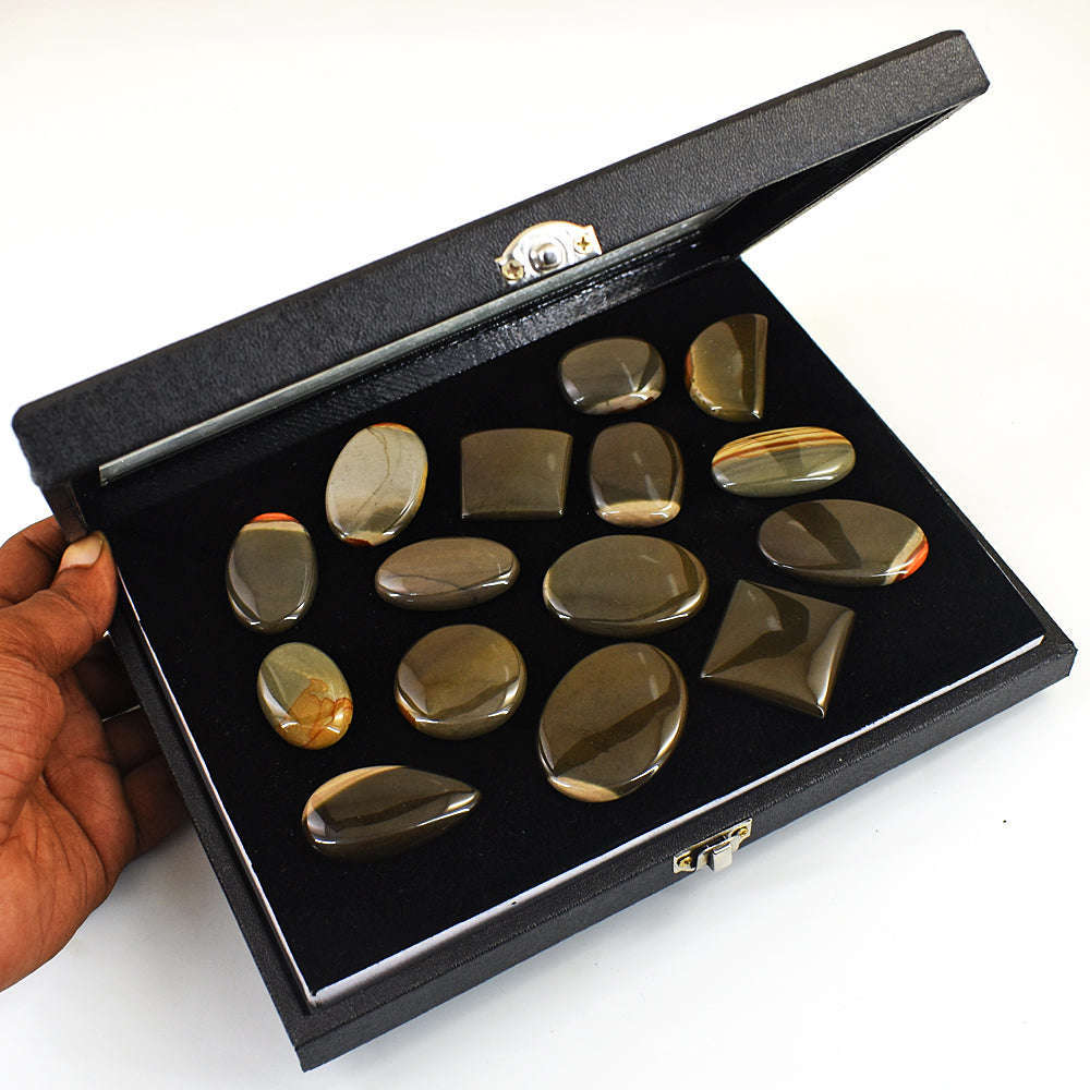 gemsmore:Genuine Polygram Jasper  Untreated Gemstone Cabochon Lot