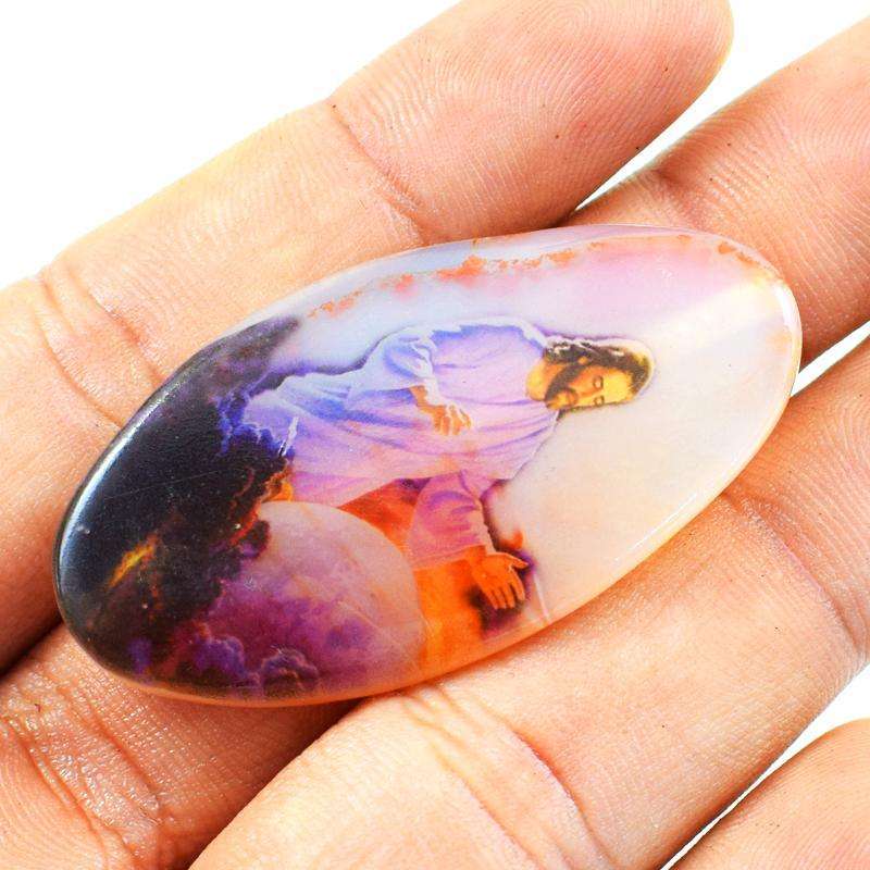 gemsmore:Genuine Printed Onyx Oval Shape Loose Drilled Gemstone