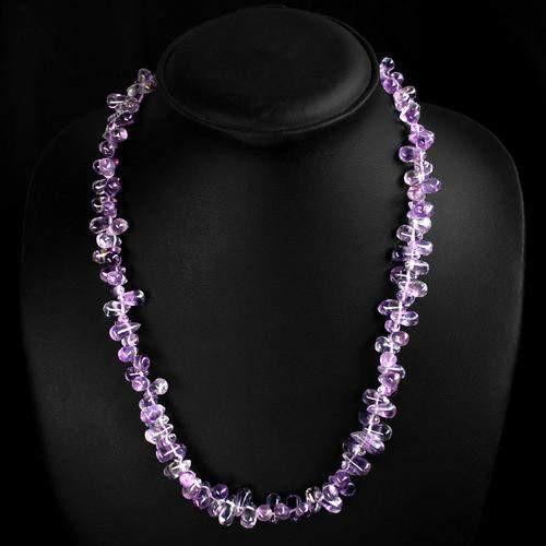 gemsmore:Genuine Purple Amethyst Beads Necklace