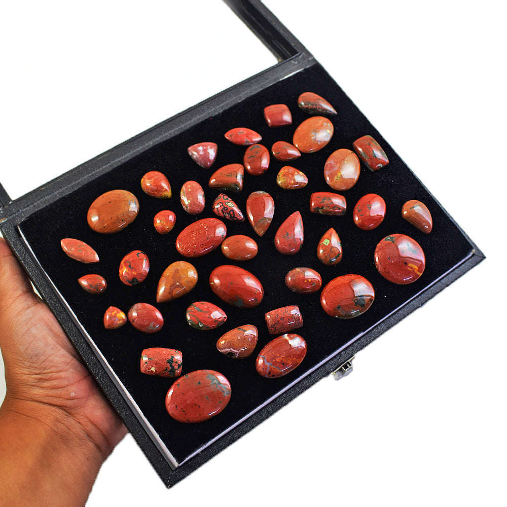 gemsmore:Genuine Red Ocean Jasper  Untreated Gemstone Cabochon Lot
