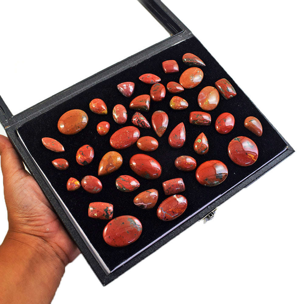 gemsmore:Genuine Red Ocean Jasper  Untreated Gemstone Cabochon Lot