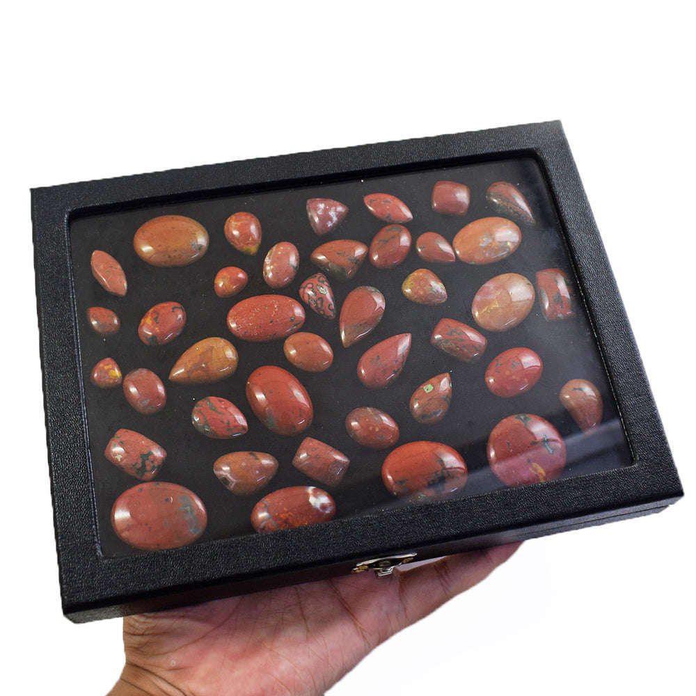 gemsmore:Genuine Red Ocean Jasper  Untreated Gemstone Cabochon Lot
