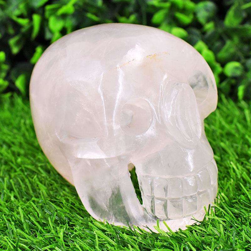 gemsmore:Genuine Rose Quartz  Hand Carved Genuine Crystal Gemstone Carving Massive Skull