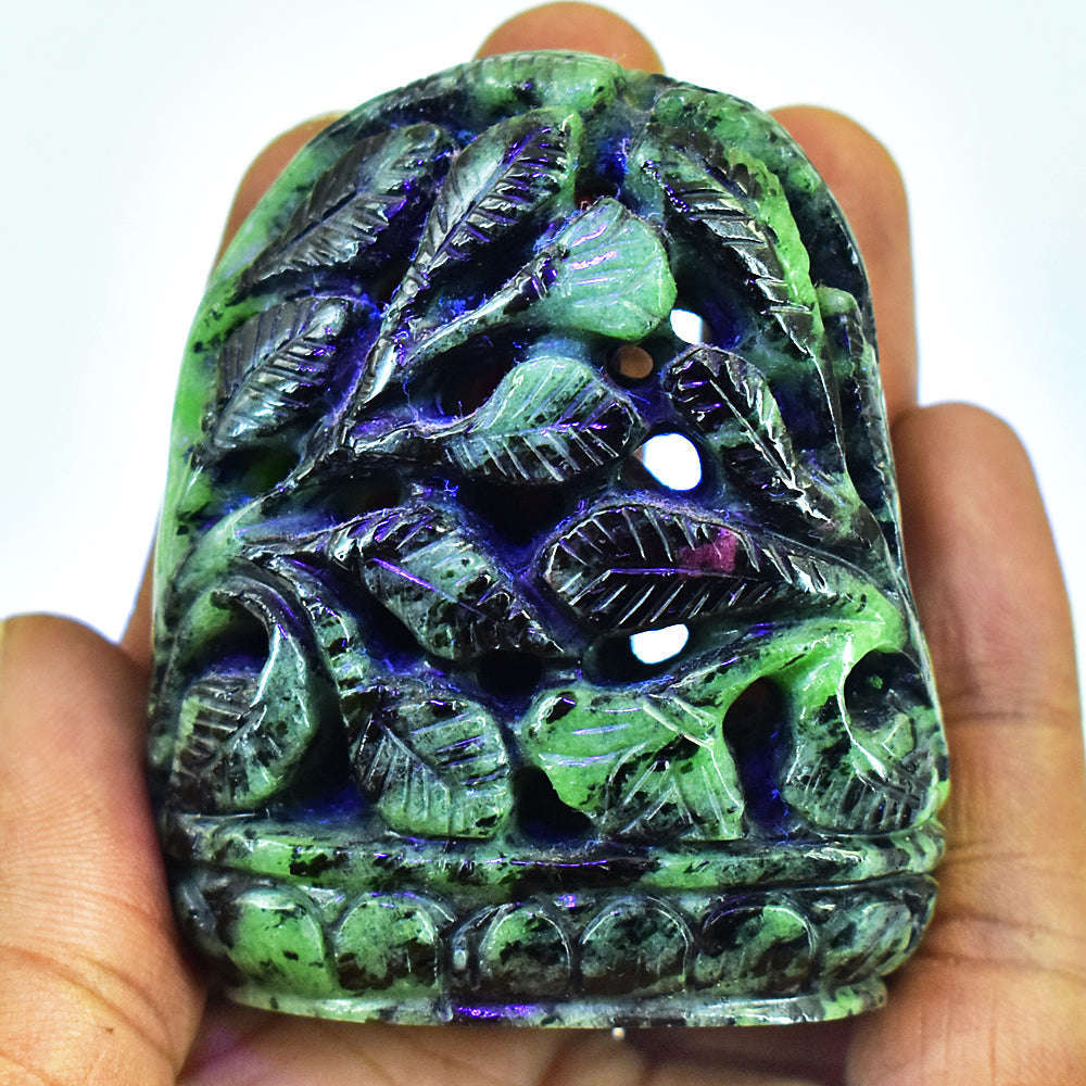 gemsmore:Genuine Ruby Zoisite Hand Carved Genuine Crystal Gemstone Carving Lord Buddha