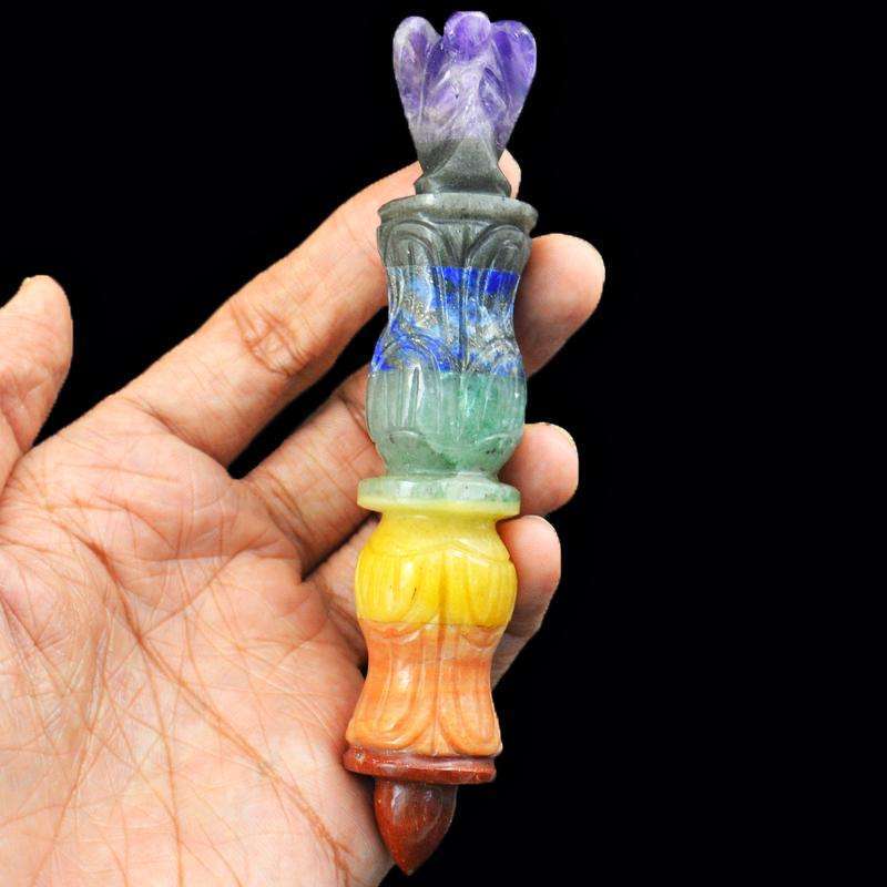 gemsmore:Genuine Seven Chakra Hand Carved Healing Angel Stick