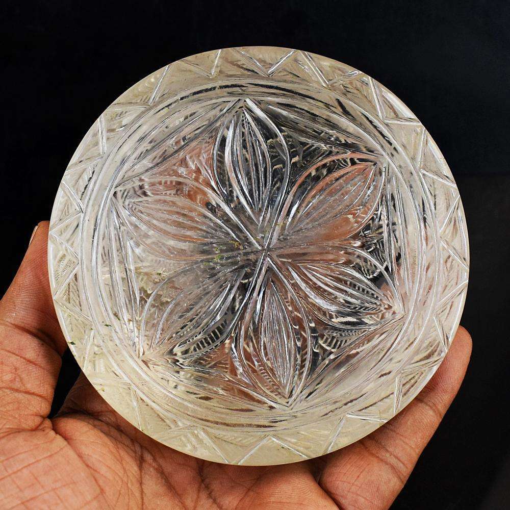 gemsmore:Genuine Smoky Quartz  Hand Carved Genuine Crystal Gemstone Carving Mughal Carved Cabochon