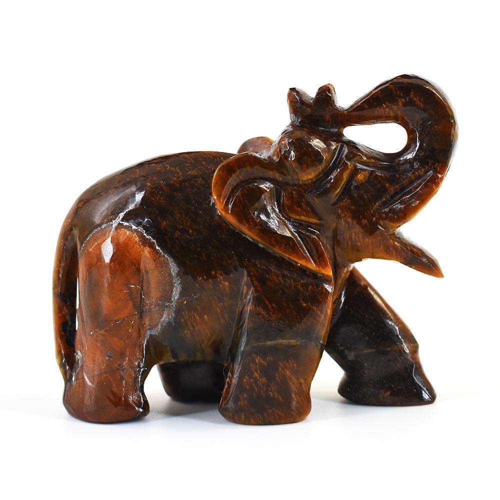 gemsmore:Genuine Tiger Eye Hand Carved Genuine Crystal Gemstone Carving Elephant