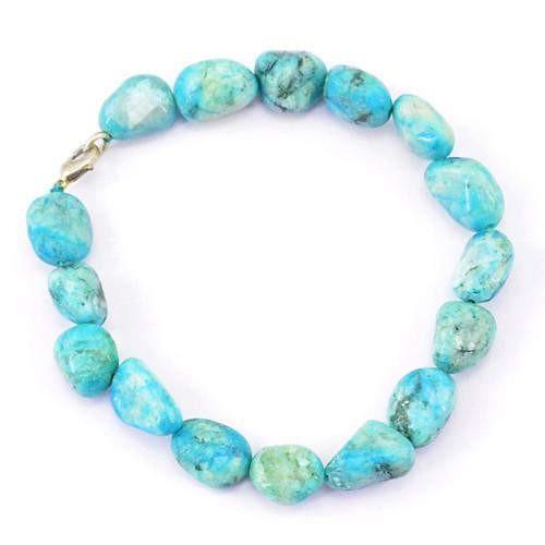 gemsmore:Genuine Turquoise Untreated Beads Bracelet