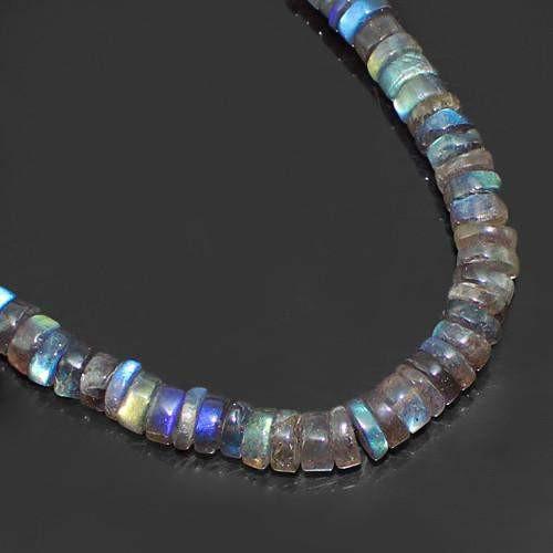 gemsmore:Genuine Untreated Labradorite Beads Necklace