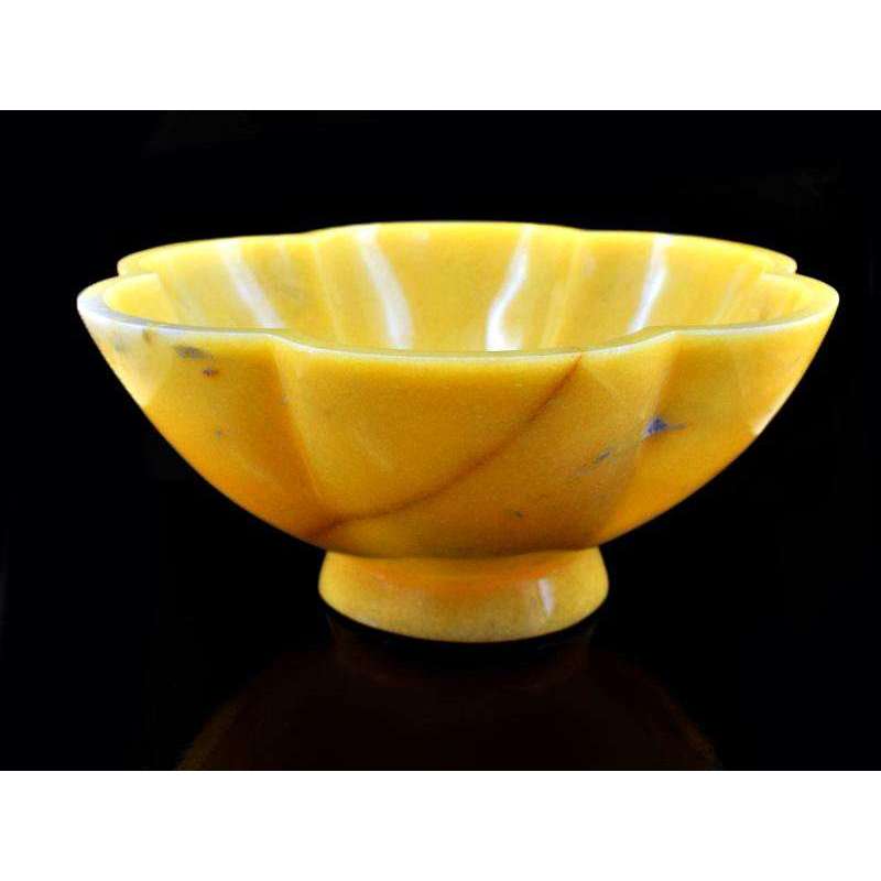 gemsmore:Genuine Yellow Aventurine Carved Bowl