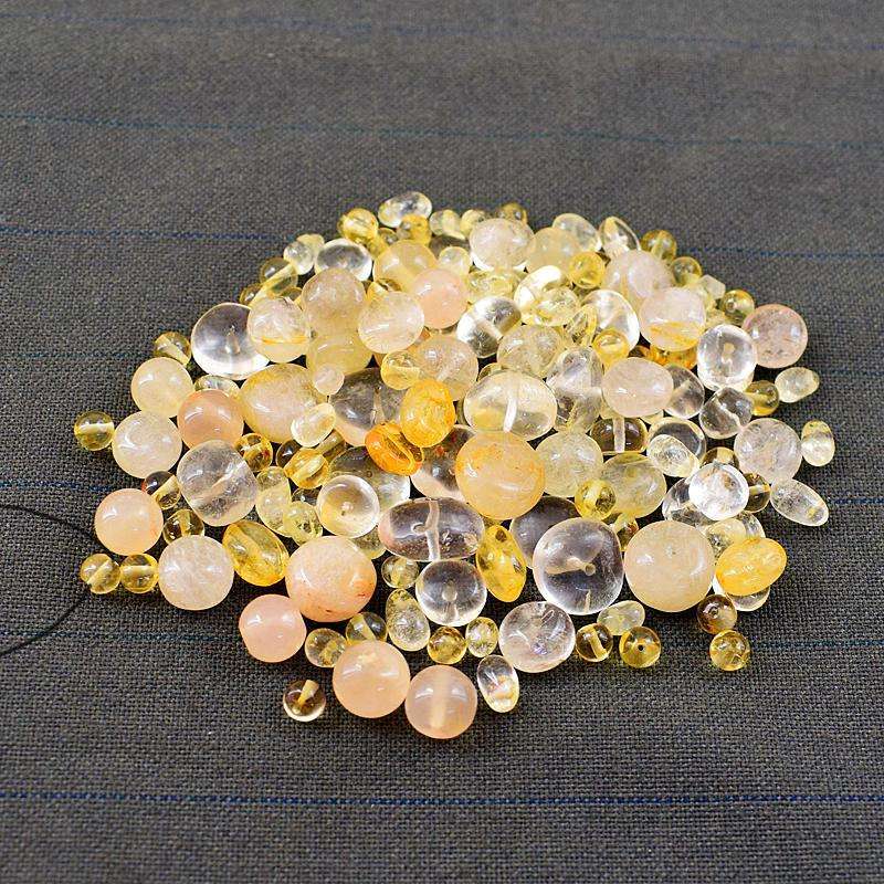 gemsmore:Genuine Yellow Citrine Round Shape Drilled Beads Lot