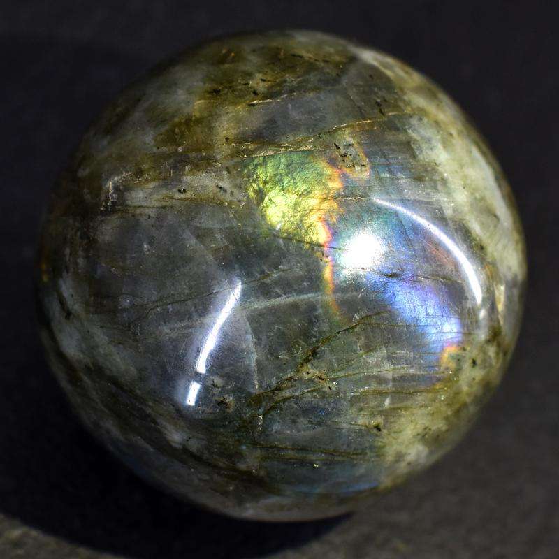 gemsmore:Golden & Blue Flash Labradorite Carved Healing Sphere
