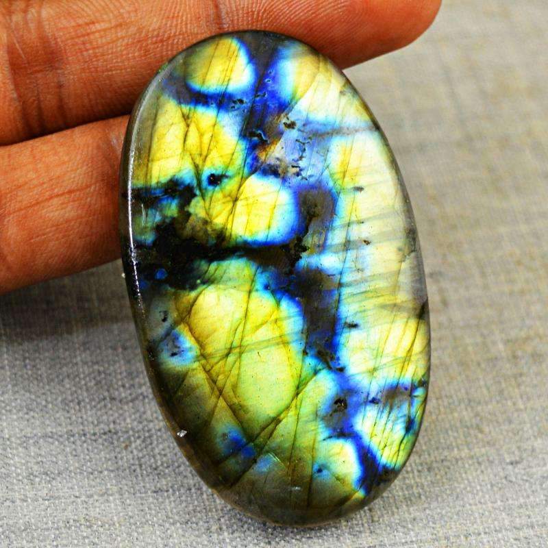 gemsmore:Golden & Blue Flash Labradorite Gemstone Natural Oval Shape