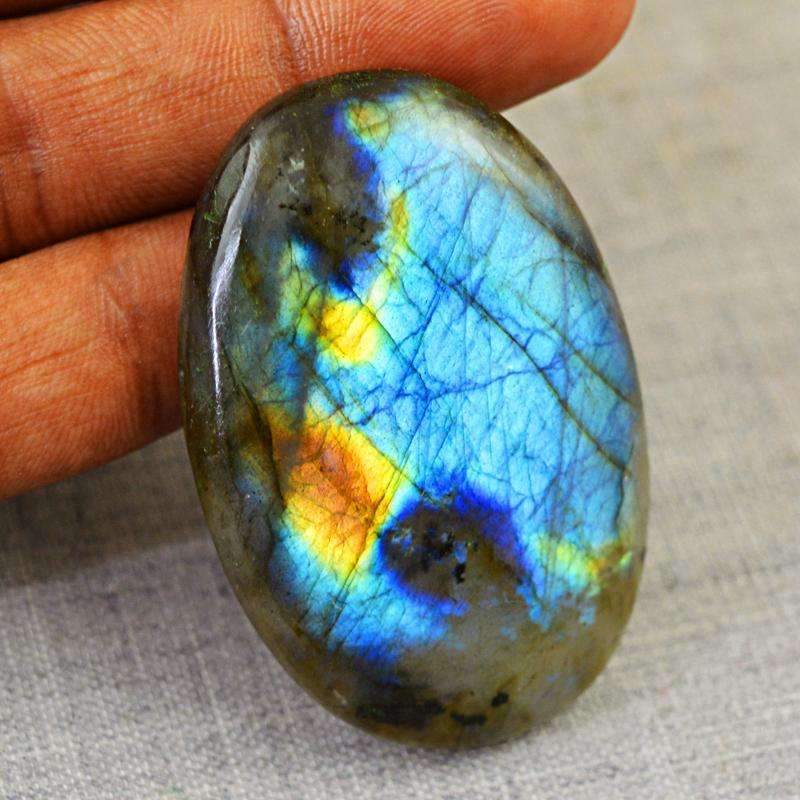 gemsmore:Golden & Blue Flash Labradorite Gemstone Natural Oval Shape
