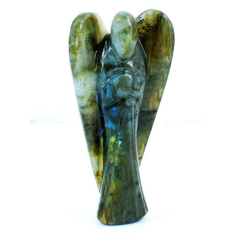 gemsmore:Golden Flash Labradorite Carved Healing Crystal Angel