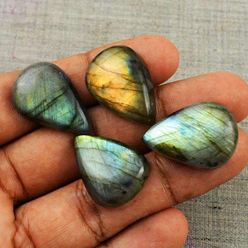 gemsmore:Golden Flash Labradorite Gemstone Lot - Natural Pear Shape