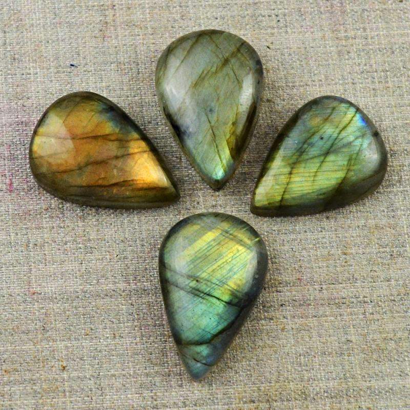 gemsmore:Golden Flash Labradorite Gemstone Lot - Natural Pear Shape