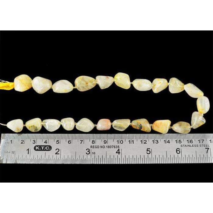 gemsmore:Golden Rutile Quartz Beads Strand - Natural Drilled