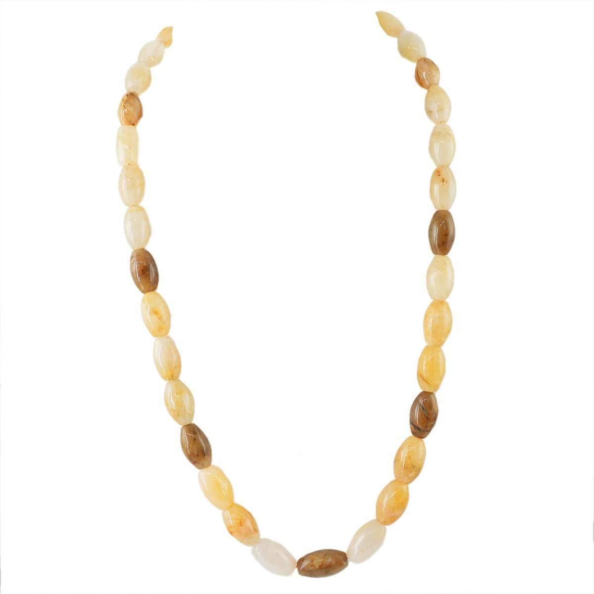 gemsmore:Golden Rutile Quartz Necklace Natural Untreated Beads