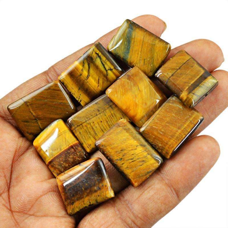 gemsmore:Golden Tiger Eye Beads Lot - Natural Drilled