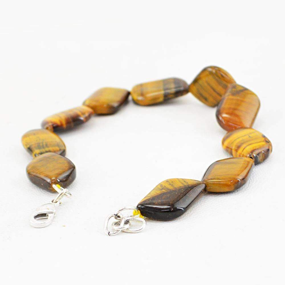 gemsmore:Golden Tiger Eye Bracelet Natural Untreated Beads