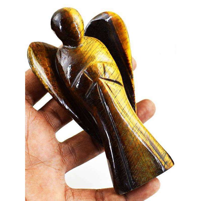 gemsmore:Golden Tiger Eye Hand Carved Reiki Healing Angel
