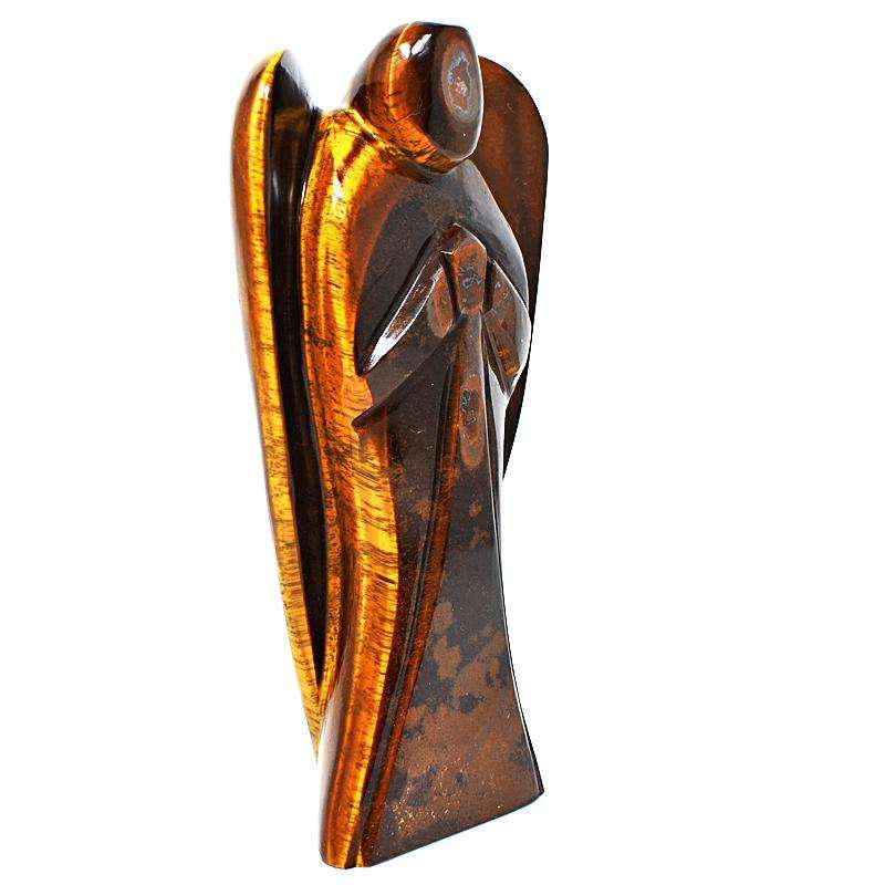 gemsmore:Golden Tiger Eye Hand Carved Reiki Healing Angel