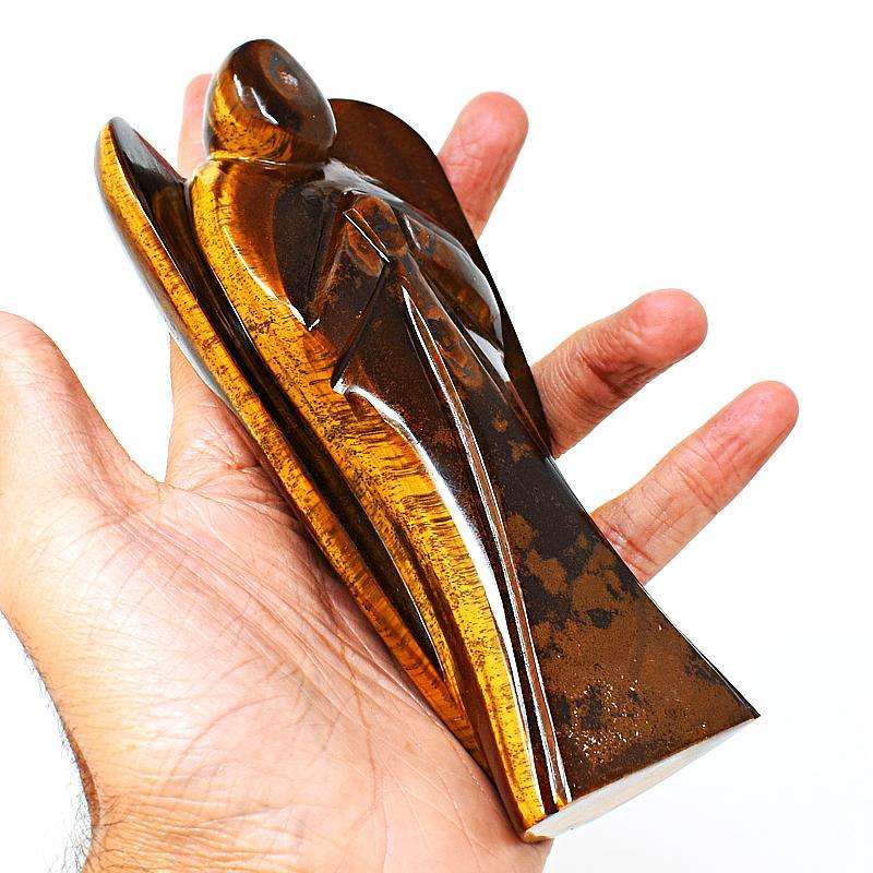 gemsmore:Golden Tiger Eye Hand Carved Reiki Healing Angel