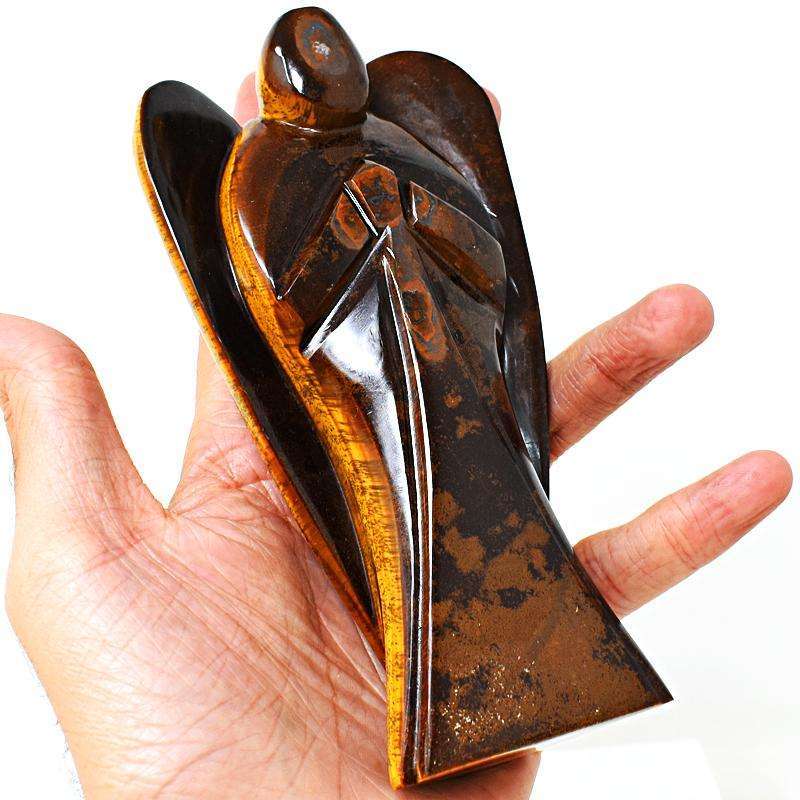 gemsmore:Golden Tiger Eye Hand Carved Reiki Healing Angel