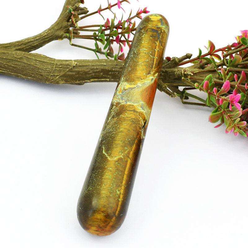 gemsmore:Golden Tiger Eye Healing Massage Wand - Hand Carved