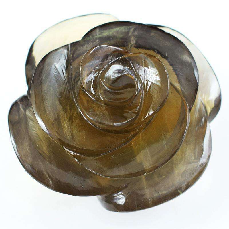 gemsmore:Gorgeous Multicolor Fluorite Carved Flower Rose