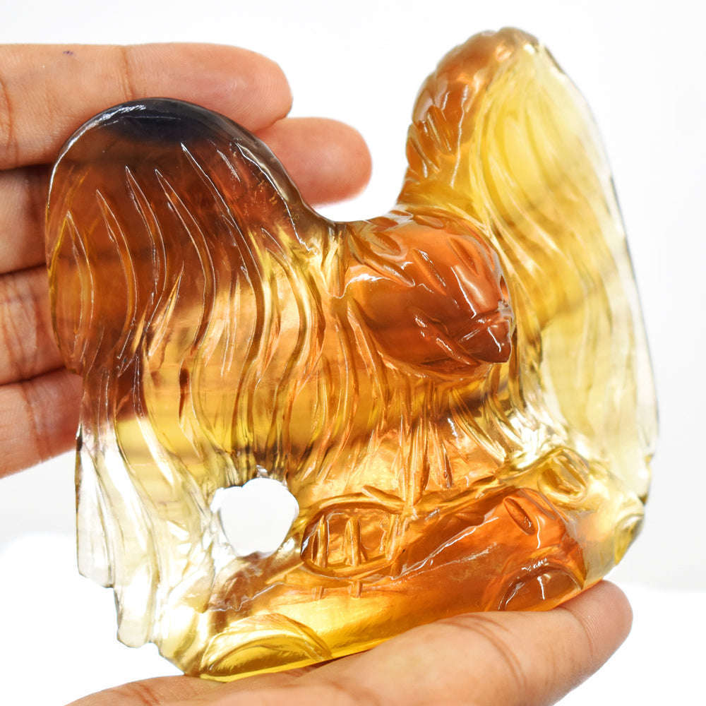 gemsmore:Gorgeous Multicolor Fluorite  Hand Carved Genuine Crystal Gemstone Carving Eagle