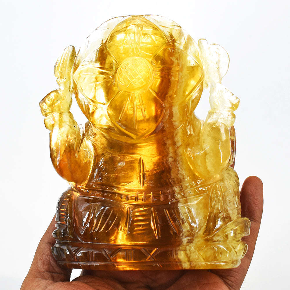 gemsmore:Gorgeous Multicolor Fluorite Hand Carved Genuine Crystal Gemstone Carving Lord Ganesha
