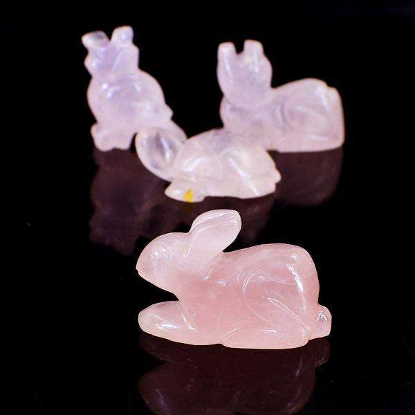 gemsmore:Gorgeous Pink Rose Quartz Carved Animal Lot